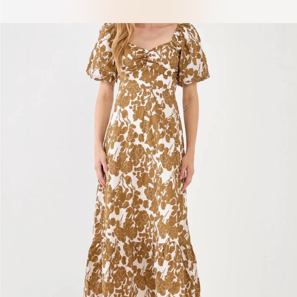 English Factory Floral Brown Maxi Dress
